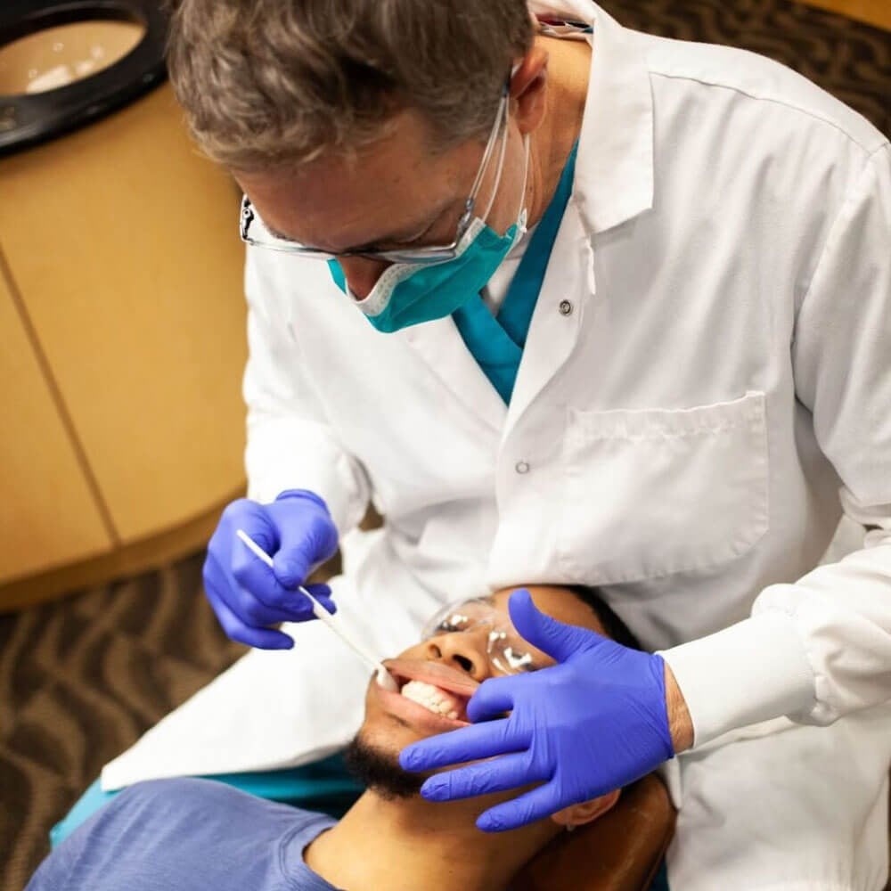 Dr. Labbe with patient